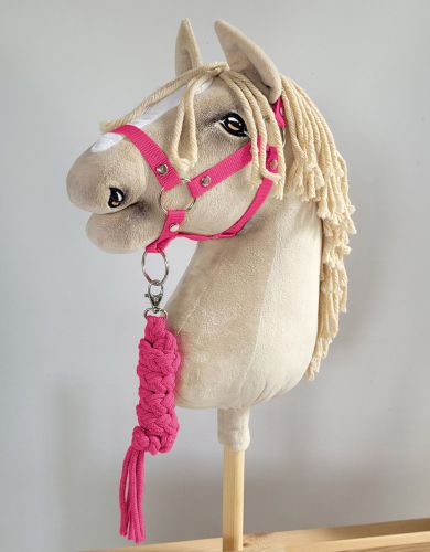 Set for Hobby Horse: the halter A3 + Tether made of cord - dark pink