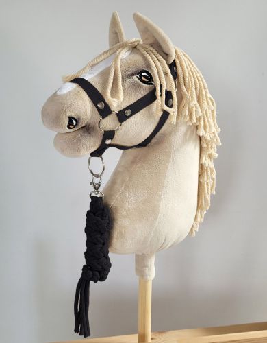 Set for Hobby Horse: the halter A3 + Tether made of cord - black