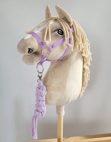 Set for Hobby Horse: the halter A3 + Tether made of cord - purple