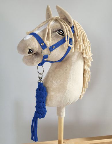 Set for Hobby Horse: the halter A3 + Tether made of cord - blue