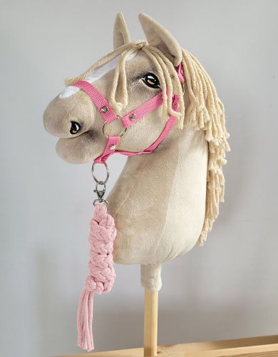 Set for Hobby Horse: the halter A3 + Tether made of cord - pink