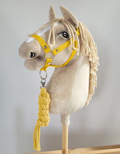 Set for Hobby Horse: the halter A3 + Tether made of cord - yellow