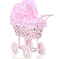 Wózki dla lalek wiklinowe wysokie - różowe